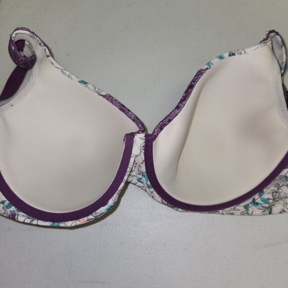 Soma Embraceable Full Coverage Lace Trim Bra 40DD White Floral & Purple  3681 - Picture 6 of 9